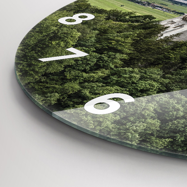 Ceas rotund de perete din sticlă Castelul Neuschwanstein