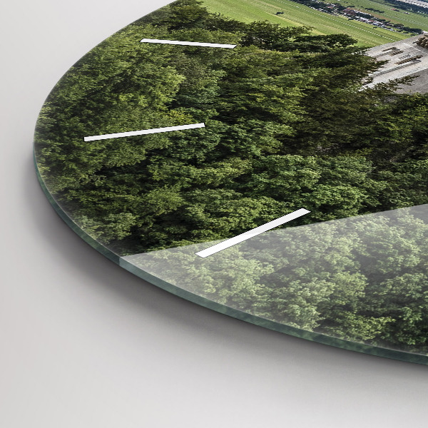 Ceas rotund de perete din sticlă Castelul Neuschwanstein