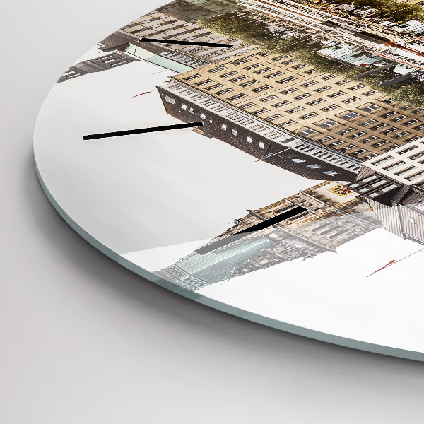 Ceas rotund de perete din sticlă Râul Hamburg Germania