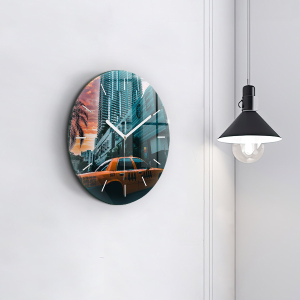 Ceas rotund de perete din sticlă Miami, Florida