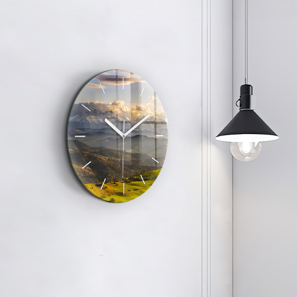 Ceas rotund de perete din sticlă Munții - Pieniny Wysoki Wierch