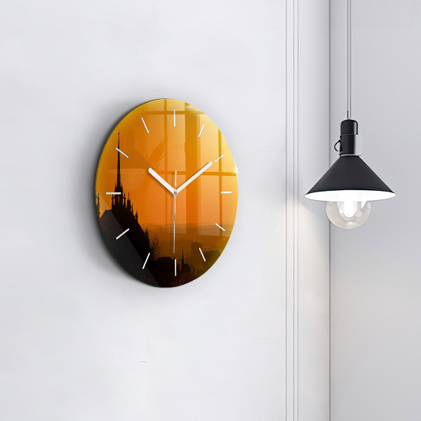 Ceas rotund de perete din sticlă Vedere la Catedrala Brno