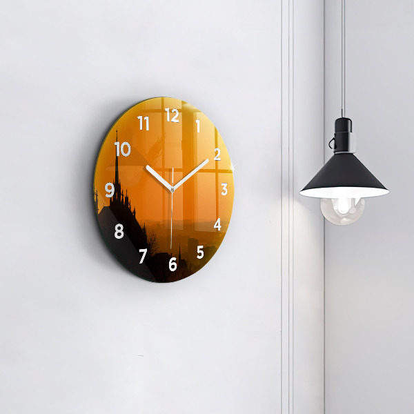 Ceas rotund de perete din sticlă Vedere la Catedrala Brno