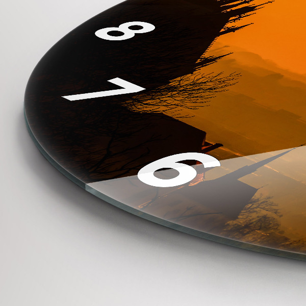 Ceas rotund de perete din sticlă Vedere la Catedrala Brno