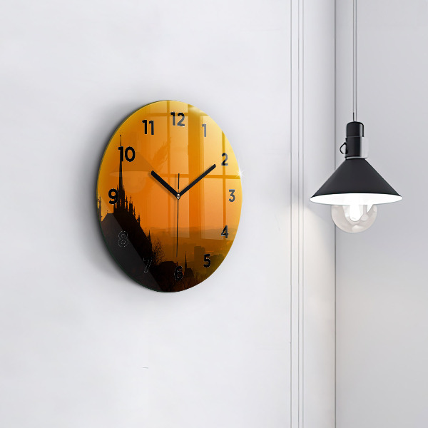 Ceas rotund de perete din sticlă Vedere la Catedrala Brno