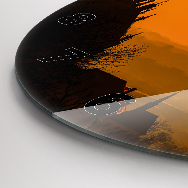 Ceas rotund de perete din sticlă Vedere la Catedrala Brno