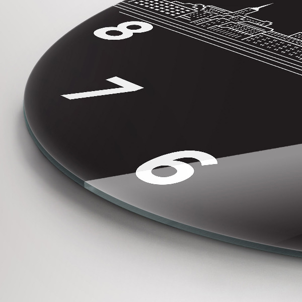 Ceas rotund de perete din sticlă Desen orașul Ostrava