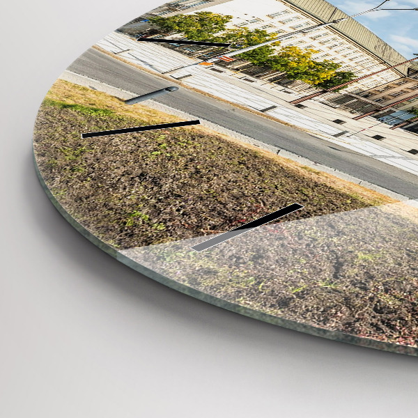 Ceas rotund de perete din sticlă Panorama orasului Ostrava