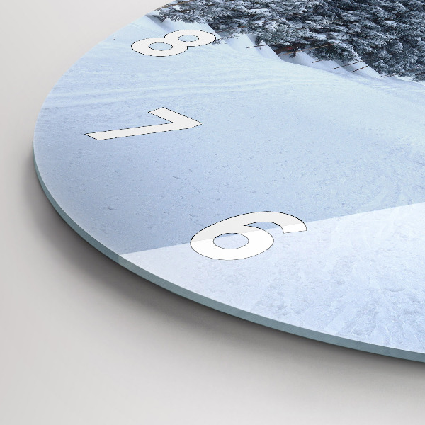 Ceas rotund de perete din sticlă Munții Uriașii Cehi iarna