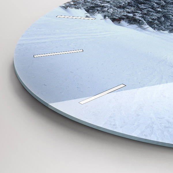 Ceas rotund de perete din sticlă Munții Uriașii Cehi iarna