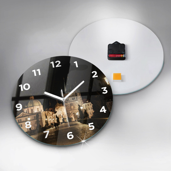 Ceas rotund de perete din sticlă Podul Carol din Praga