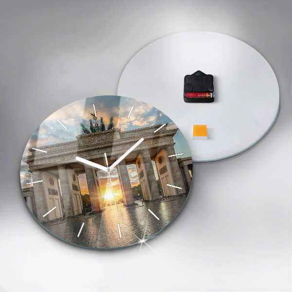 Ceas rotund de perete din sticlă Poarta Brandenburg
