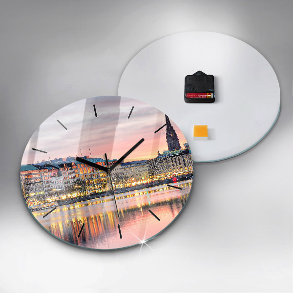 Ceas rotund de perete din sticlă Alster în Hamburg