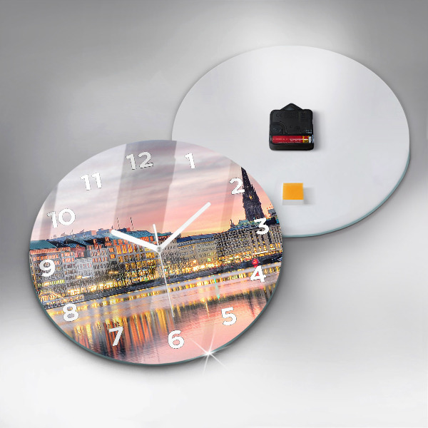 Ceas rotund de perete din sticlă Alster în Hamburg