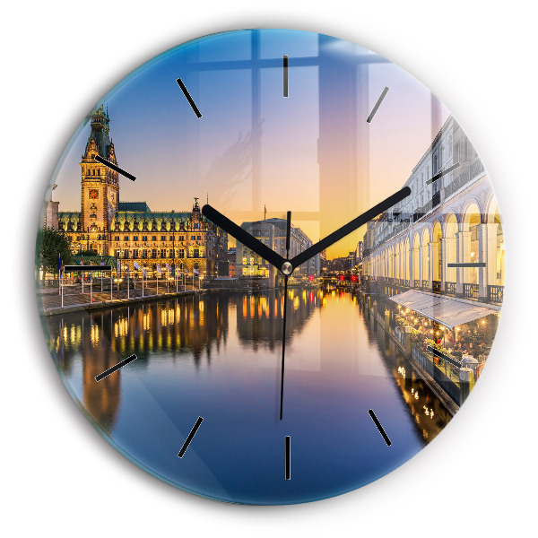 Ceas rotund de perete din sticlă Primăria Hamburg