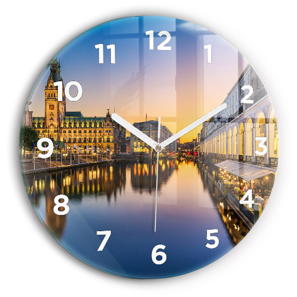Ceas rotund de perete din sticlă Primăria Hamburg
