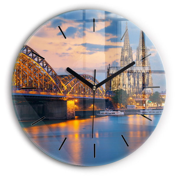 Ceas rotund de perete din sticlă Vedere la primărie