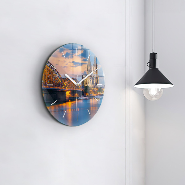 Ceas rotund de perete din sticlă Vedere la primărie