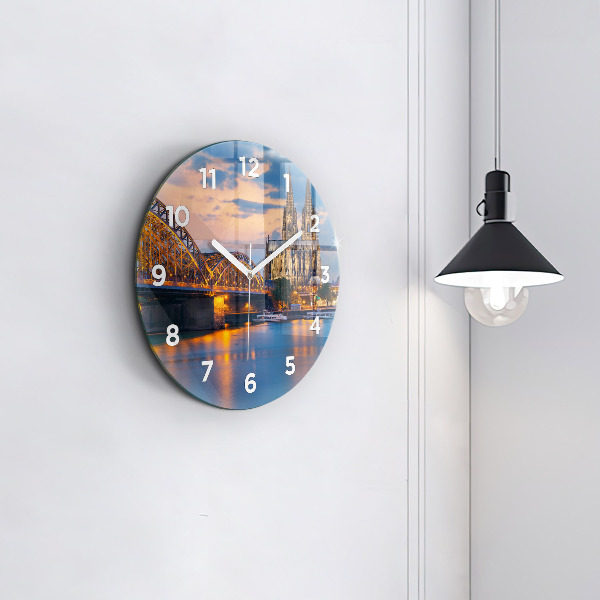 Ceas rotund de perete din sticlă Vedere la primărie