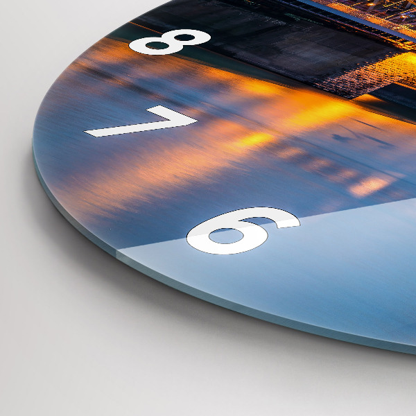 Ceas rotund de perete din sticlă Vedere la primărie