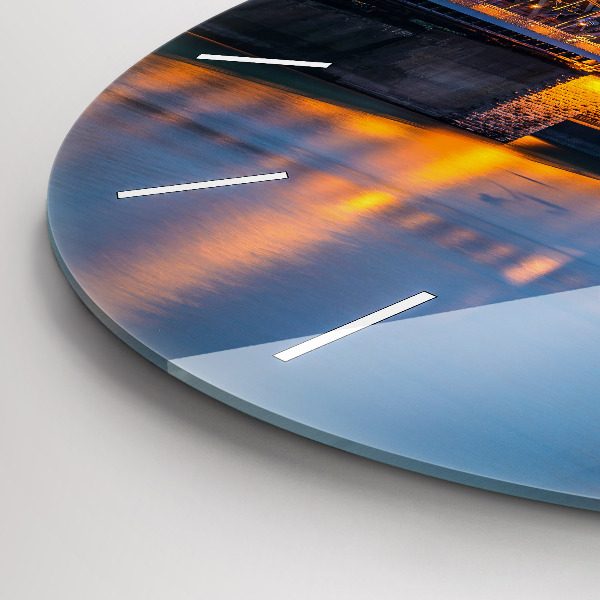 Ceas rotund de perete din sticlă Vedere la primărie