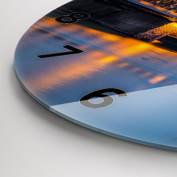 Ceas rotund de perete din sticlă Vedere la primărie