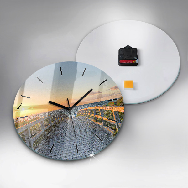 Ceas rotund de perete din sticlă Vacanta la plaja