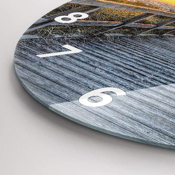 Ceas rotund de perete din sticlă Vacanta la plaja