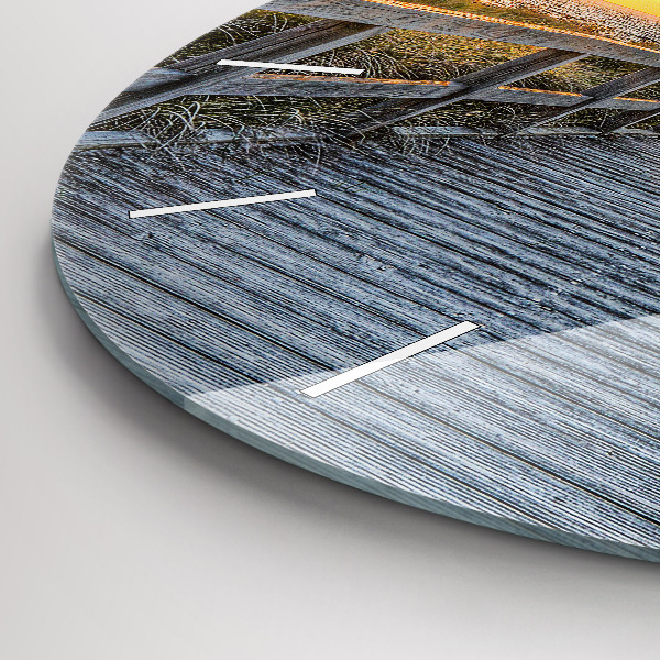 Ceas rotund de perete din sticlă Vacanta la plaja