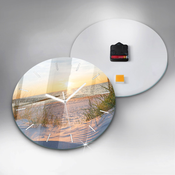 Ceas rotund de perete din sticlă Apus peste mare