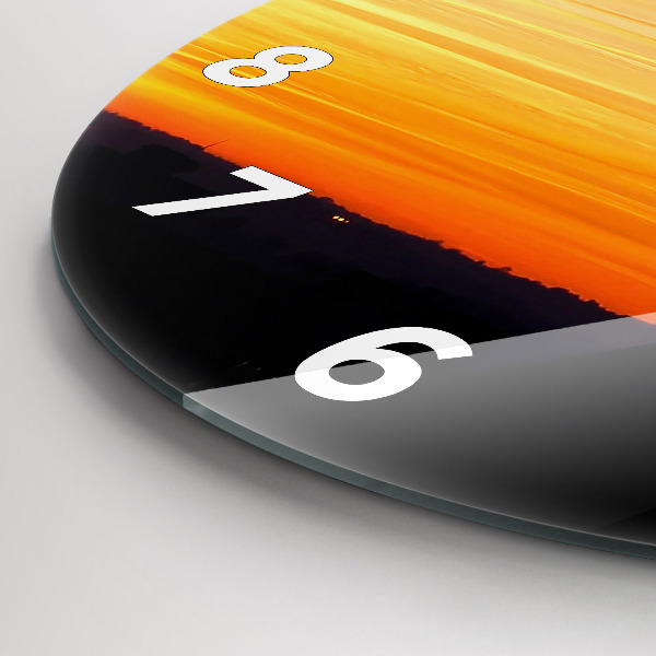 Ceas rotund de perete din sticlă Clădire și apus