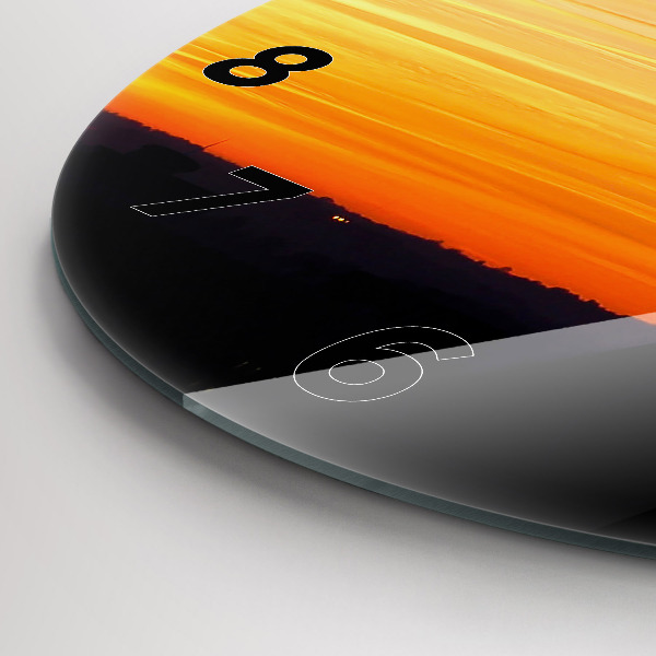 Ceas rotund de perete din sticlă Clădire și apus