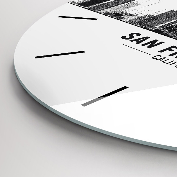 Ceas rotund de perete din sticlă Panorama San Francisco