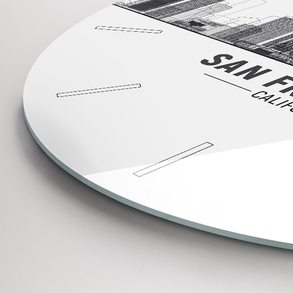 Ceas rotund de perete din sticlă Panorama San Francisco