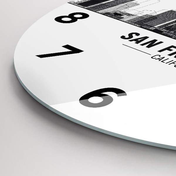 Ceas rotund de perete din sticlă Panorama San Francisco