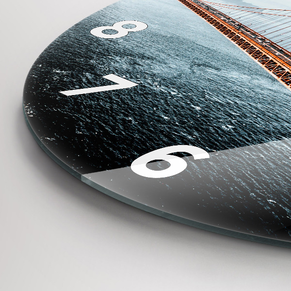 Ceas rotund de perete din sticlă Podul Golden Gate