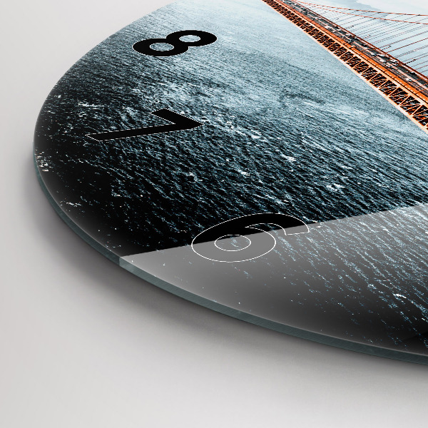 Ceas rotund de perete din sticlă Podul Golden Gate