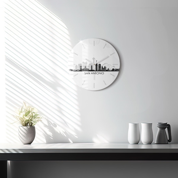 Ceas rotund de perete din sticlă Orașul San Antonio Texas