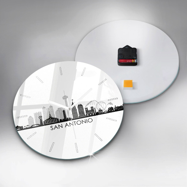 Ceas rotund de perete din sticlă Orașul San Antonio Texas