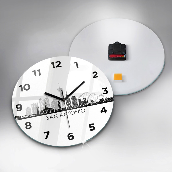Ceas rotund de perete din sticlă Orașul San Antonio Texas
