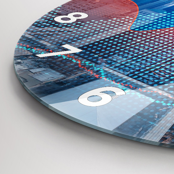 Ceas rotund de perete din sticlă Zgârie-nori din Philadelphia