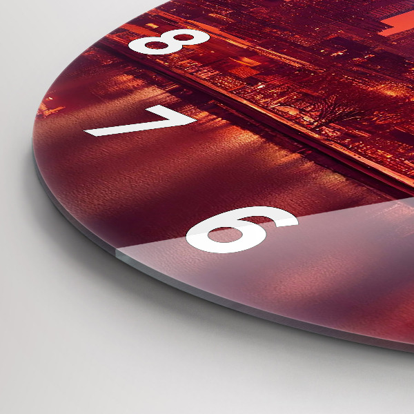 Ceas rotund de perete din sticlă Oraș noaptea în Philadelphia