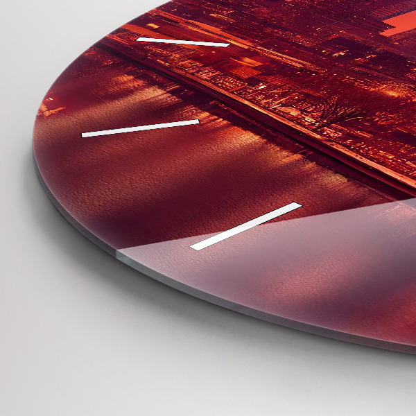 Ceas rotund de perete din sticlă Oraș noaptea în Philadelphia