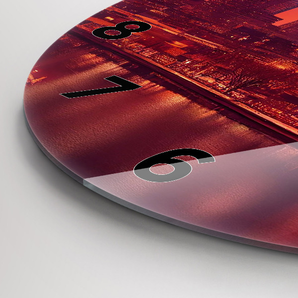 Ceas rotund de perete din sticlă Oraș noaptea în Philadelphia