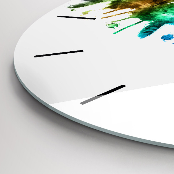 Ceas rotund de perete din sticlă Filadelfia colorată