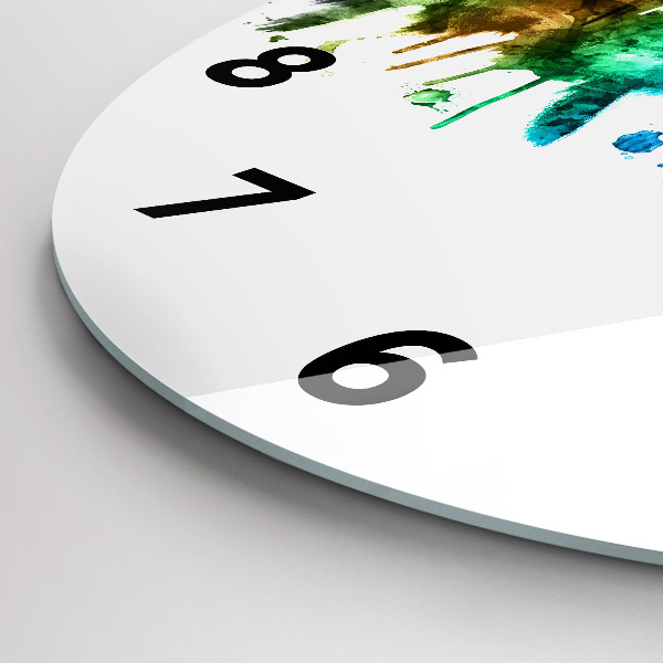 Ceas rotund de perete din sticlă Filadelfia colorată