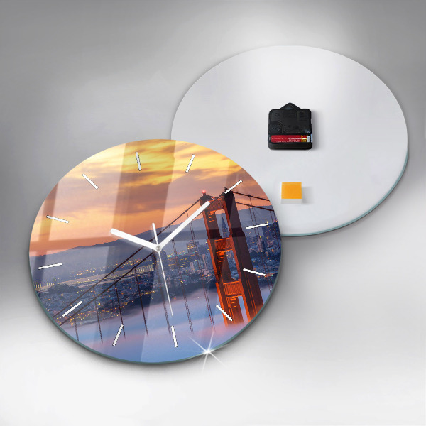 Ceas rotund de perete din sticlă Pod din San Francisco