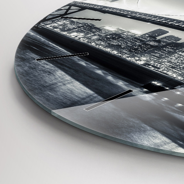 Ceas rotund de perete din sticlă Pod noaptea San Francisco