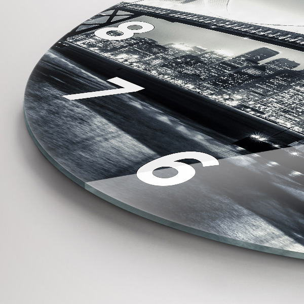 Ceas rotund de perete din sticlă Pod noaptea San Francisco