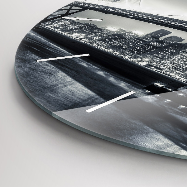 Ceas rotund de perete din sticlă Pod noaptea San Francisco